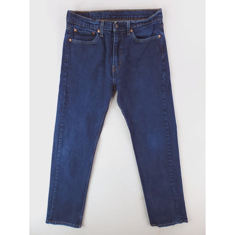 Levis 505 Jeans Mens 34x32 Blue Regular Straight Dark Wash Work Pants Stretch